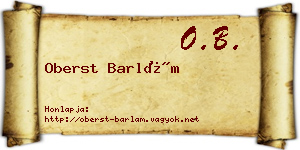 Oberst Barlám névjegykártya
